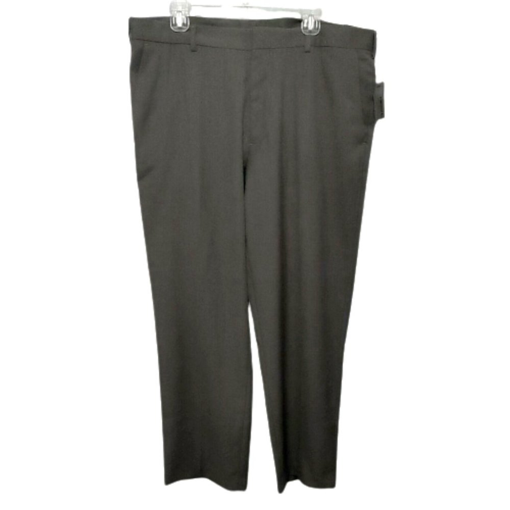 Van Heusen Men's Grey (38W 30L) Pants Flat Front Straight Fit